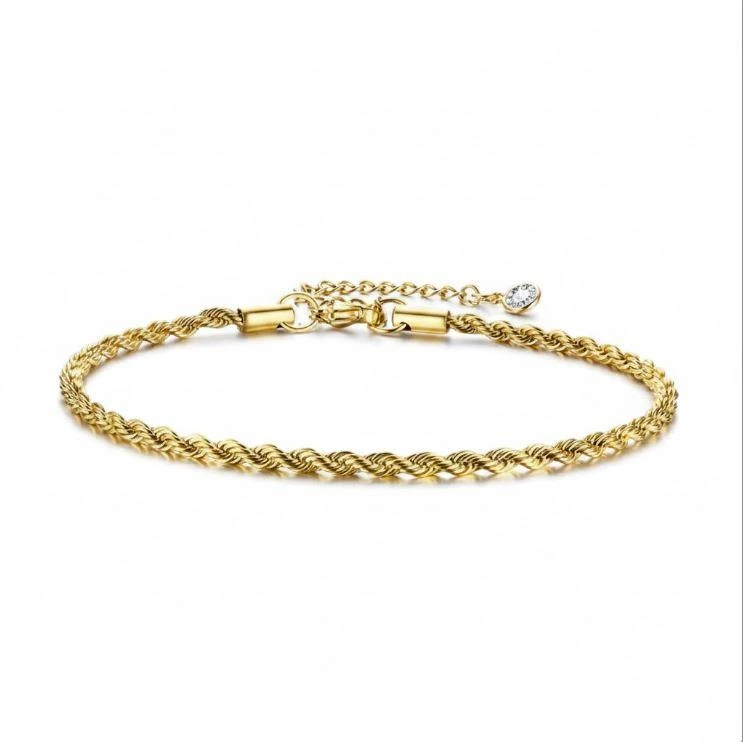 Gouden gedraaide enkelketting Roestvrij staal 3088 voor € 9,99 – photo 3